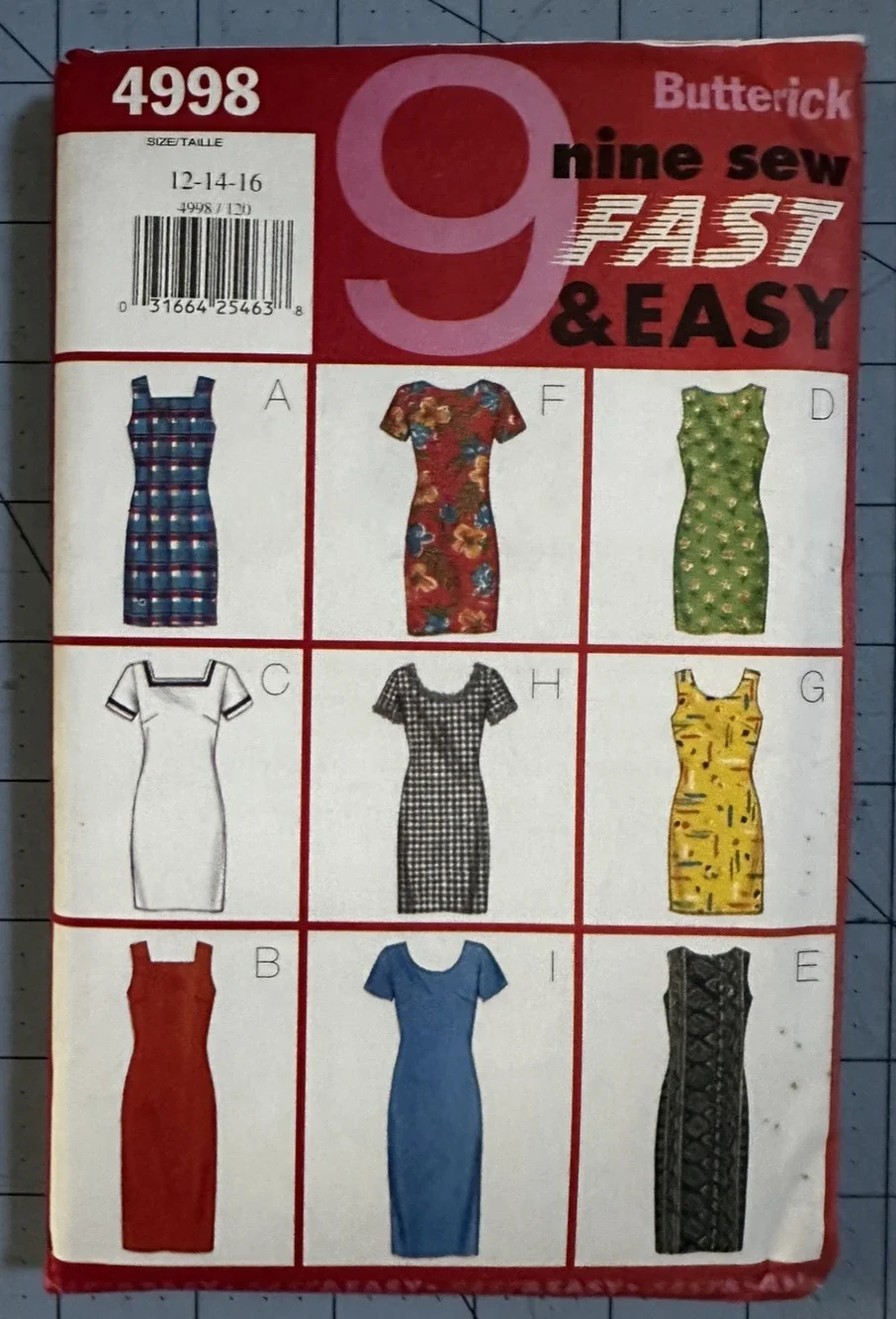 UNCUT Butterick Sewing Pattern 4998 Misses Dress 12 14 16 1997 Fast Easy